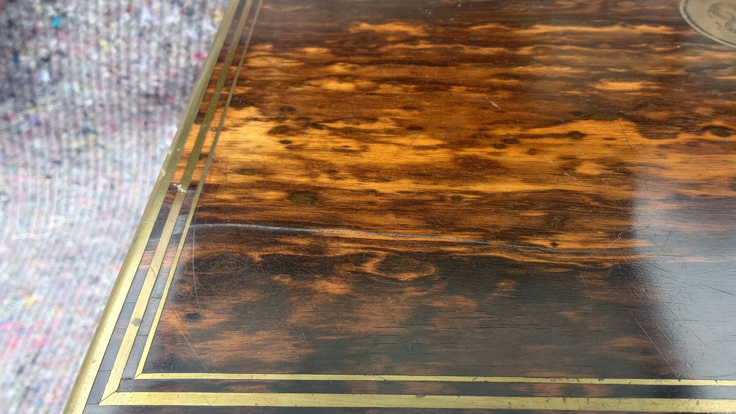 Nineteenth Century Coromandel Vanity Case Dressing Box made by H Mitchell of 168 Oxford Street London
