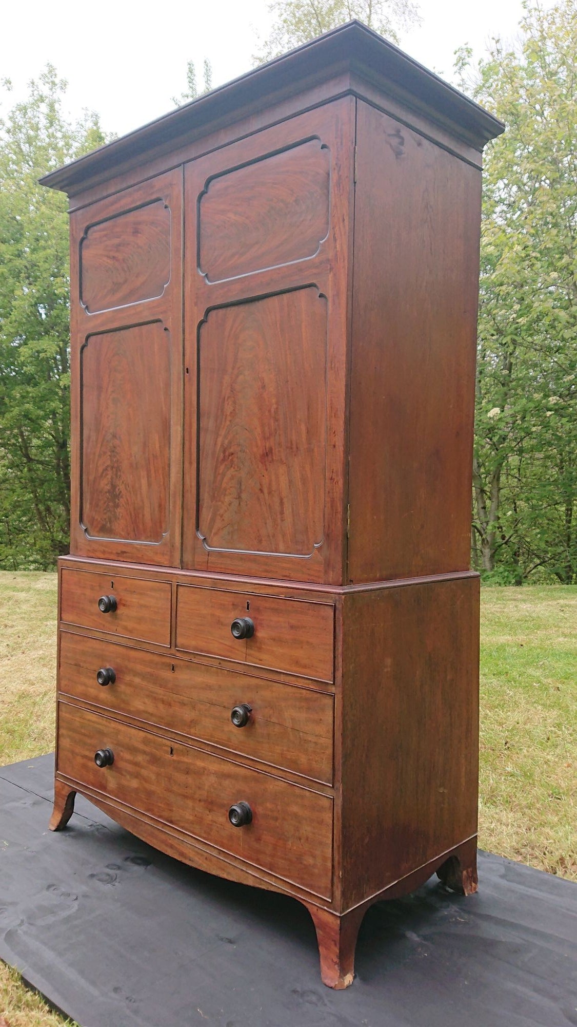 Early 19th Century Mahogany Linen Press
