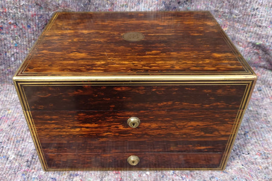 Nineteenth Century Coromandel Vanity Case Dressing Box made by H Mitchell of 168 Oxford Street London