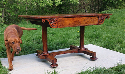 Great Colour Burr Oak Freestanding Antique 19th Century Library Table