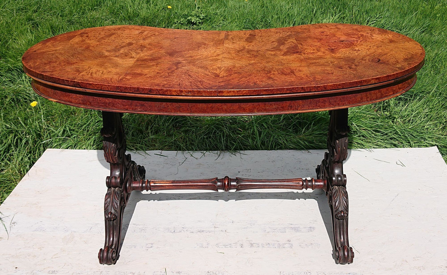 19th Century Pollard Oak Library Table by Williams and Gibton of Dublin