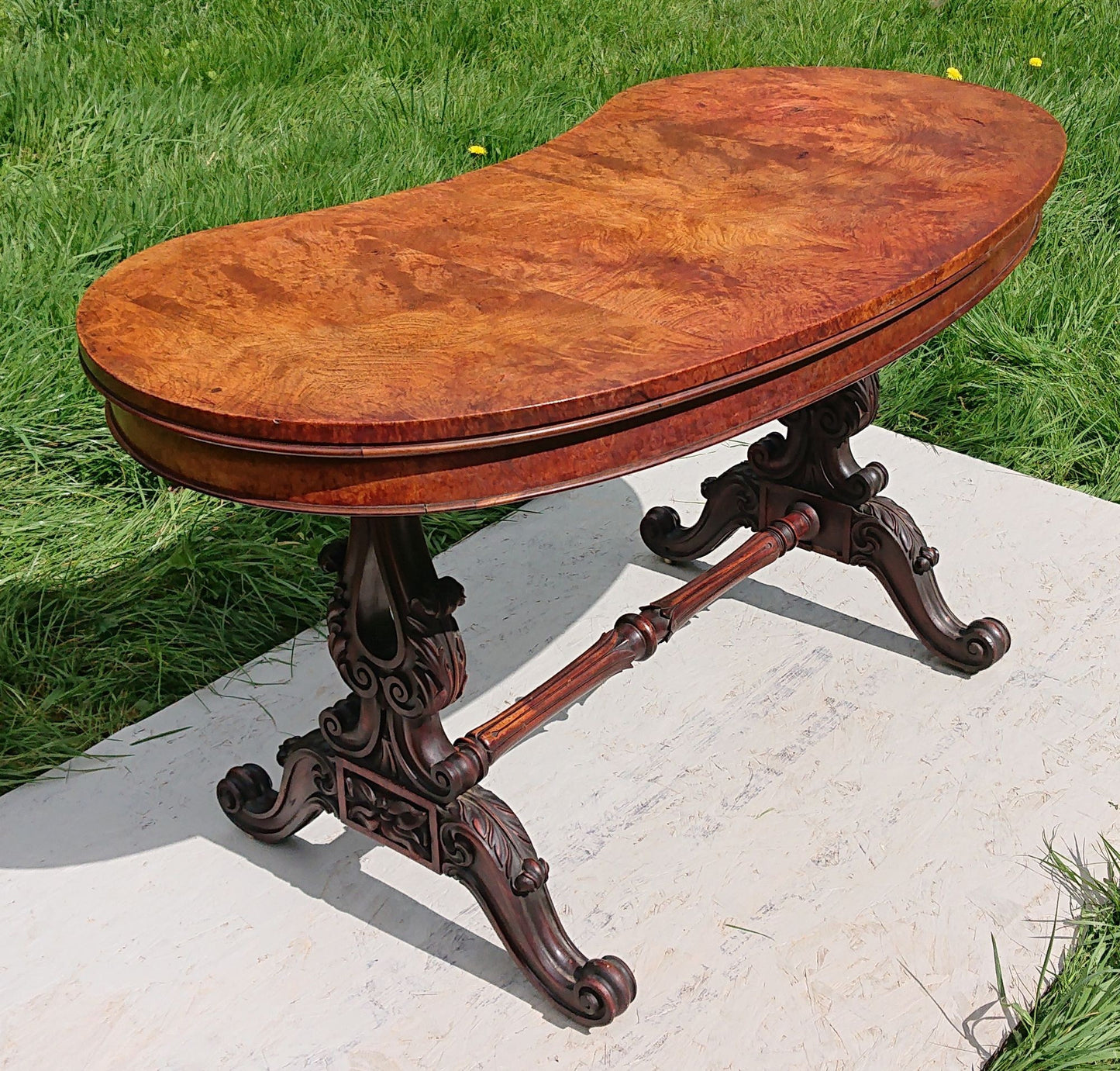 19th Century Pollard Oak Library Table by Williams and Gibton of Dublin