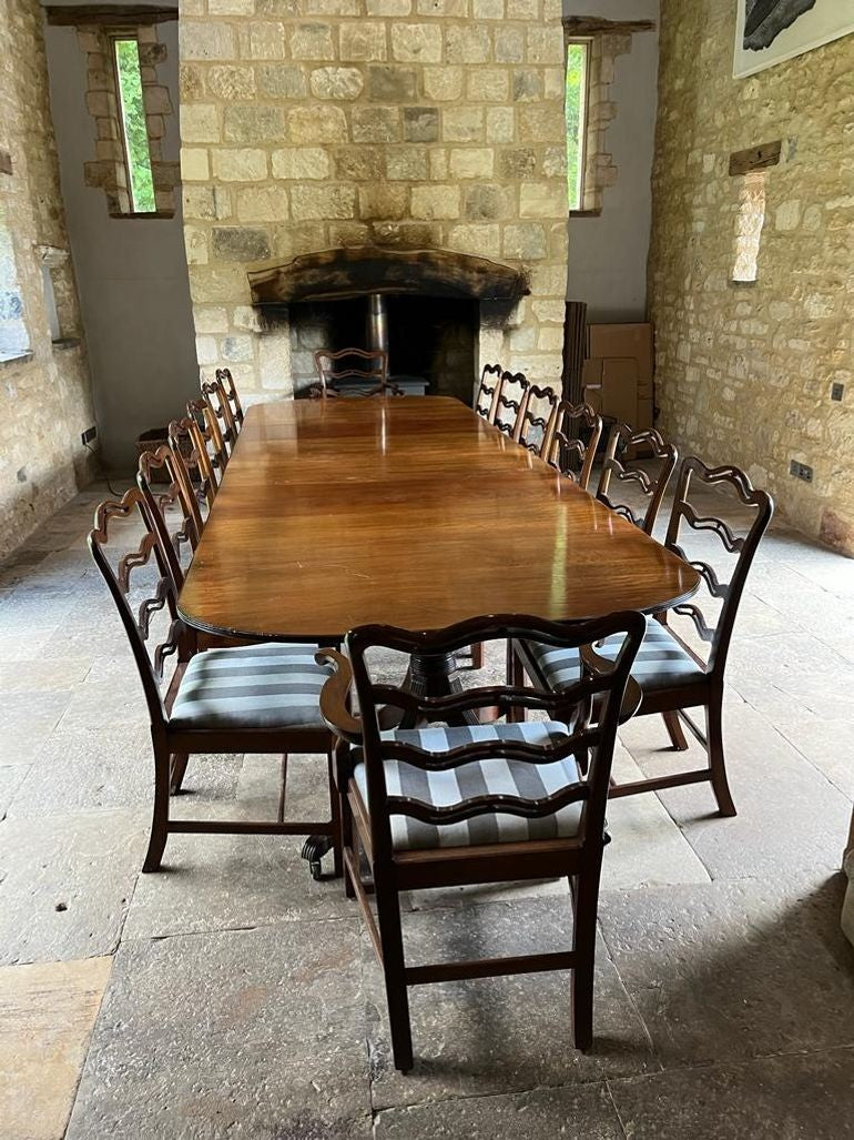 Set of Fourteen (12+2) Dining Chairs in the Manner of Thomas Chippendale