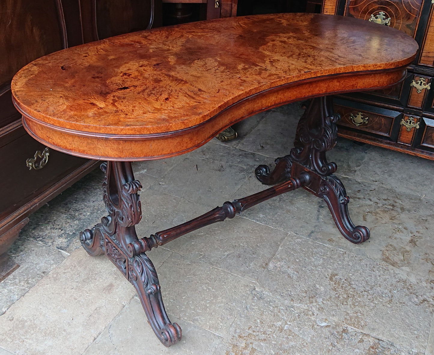 19th Century Pollard Oak Library Table by Williams and Gibton of Dublin