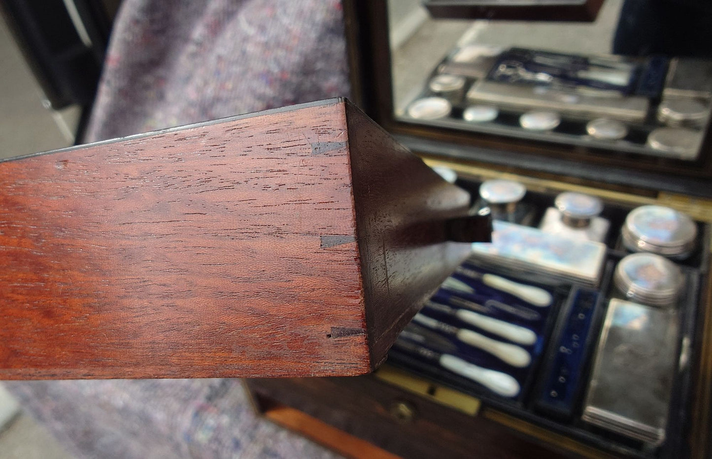Nineteenth Century Coromandel Vanity Case Dressing Box made by H Mitchell of 168 Oxford Street London