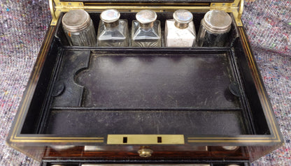 Nineteenth Century Coromandel Vanity Case Dressing Box made by H Mitchell of 168 Oxford Street London