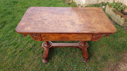 Great Colour Burr Oak Freestanding Antique 19th Century Library Table