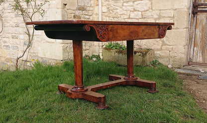Great Colour Burr Oak Freestanding Antique 19th Century Library Table