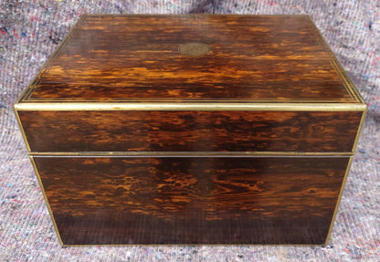 Nineteenth Century Coromandel Vanity Case Dressing Box made by H Mitchell of 168 Oxford Street London