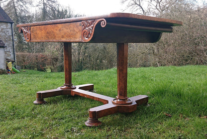 Great Colour Burr Oak Freestanding Antique 19th Century Library Table