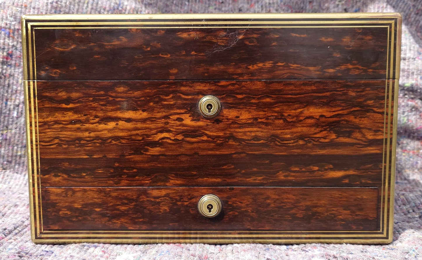 Nineteenth Century Coromandel Vanity Case Dressing Box made by H Mitchell of 168 Oxford Street London