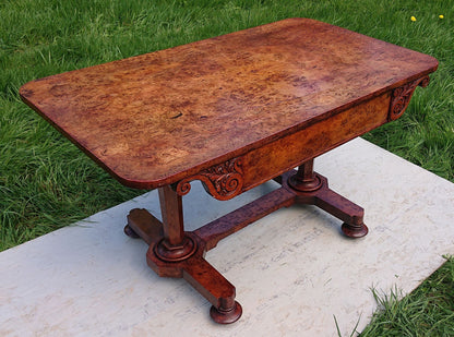 Great Colour Burr Oak Freestanding Antique 19th Century Library Table