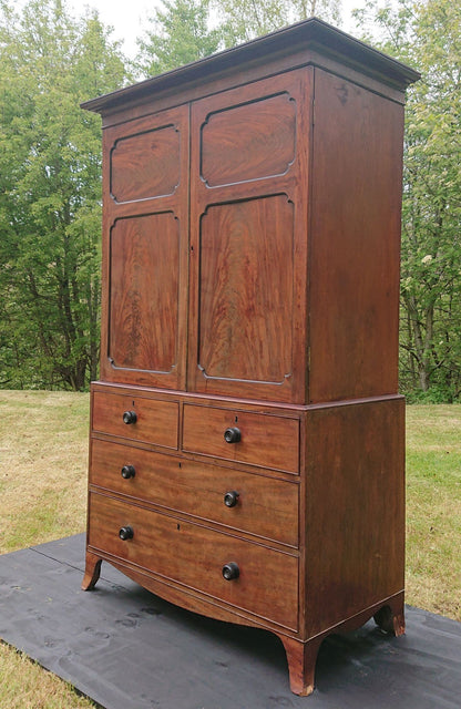 Early 19th Century Mahogany Linen Press