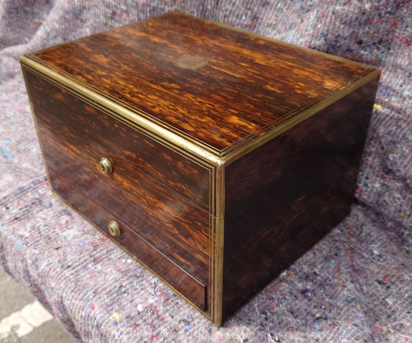Nineteenth Century Coromandel Vanity Case Dressing Box made by H Mitchell of 168 Oxford Street London