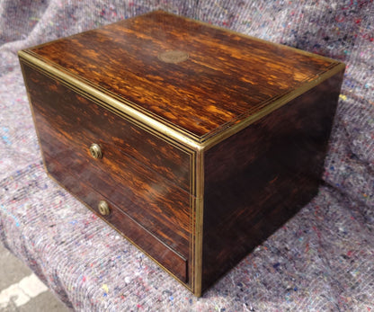 Nineteenth Century Coromandel Vanity Case Dressing Box made by H Mitchell of 168 Oxford Street London