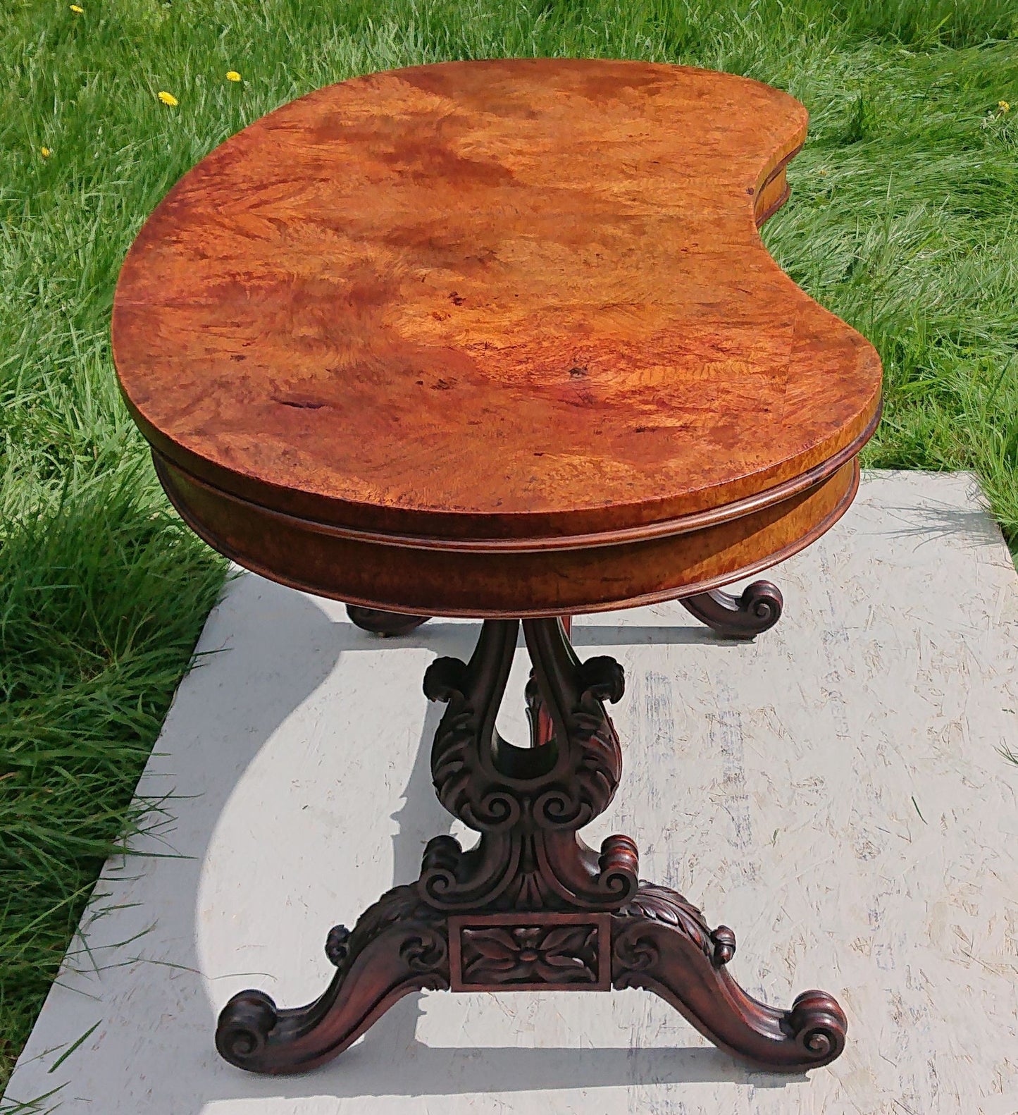 19th Century Pollard Oak Library Table by Williams and Gibton of Dublin
