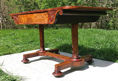 Great Colour Burr Oak Freestanding Antique 19th Century Library Table