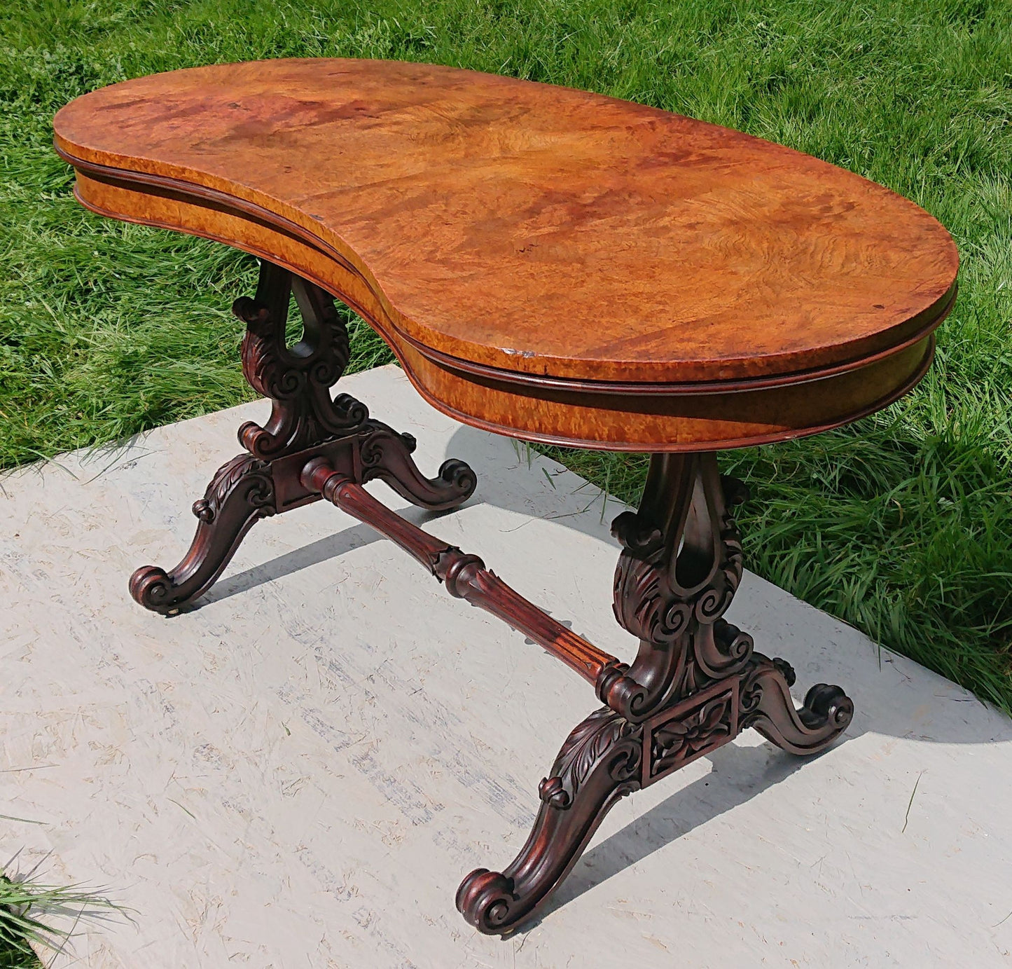 19th Century Pollard Oak Library Table by Williams and Gibton of Dublin
