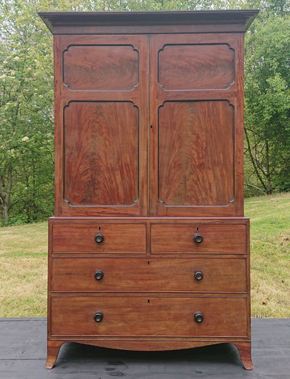 Early 19th Century Mahogany Linen Press