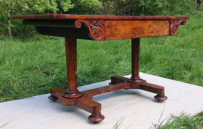 Great Colour Burr Oak Freestanding Antique 19th Century Library Table