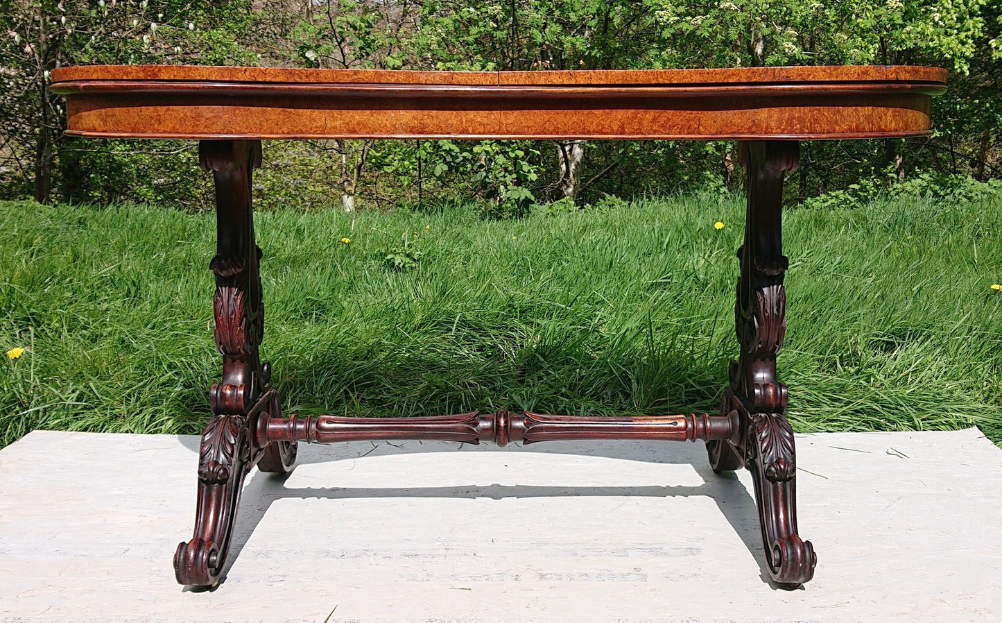 19th Century Pollard Oak Library Table by Williams and Gibton of Dublin