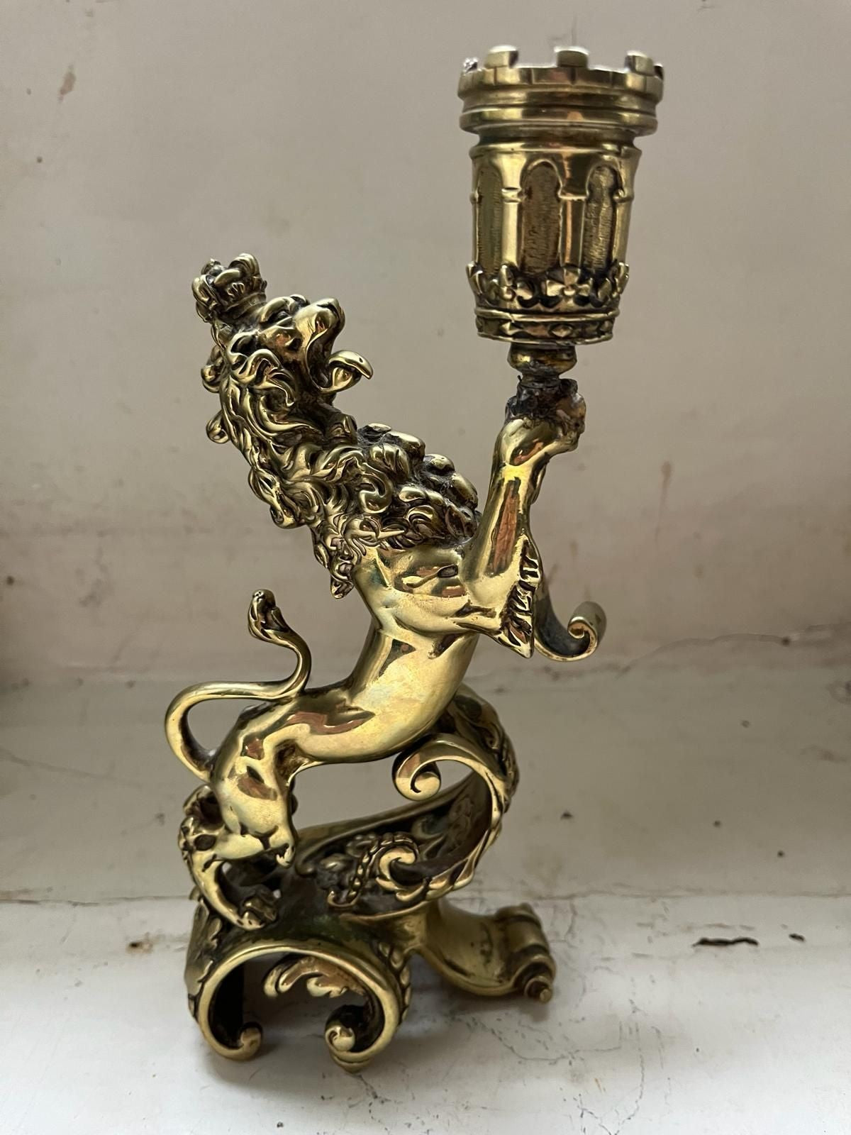 Impressive Pair of Heraldic Candlesticks