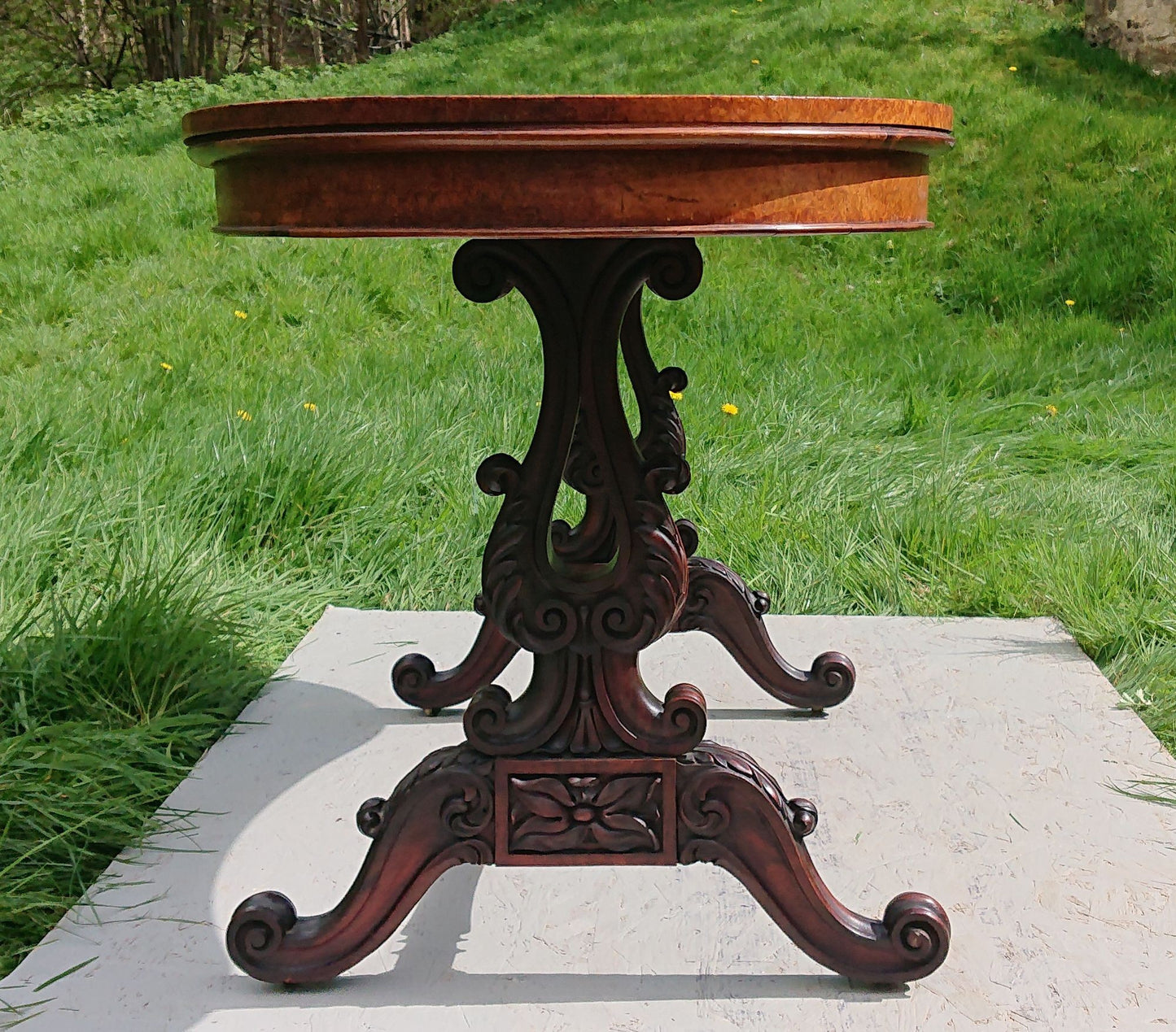 19th Century Pollard Oak Library Table by Williams and Gibton of Dublin