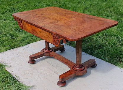 Great Colour Burr Oak Freestanding Antique 19th Century Library Table