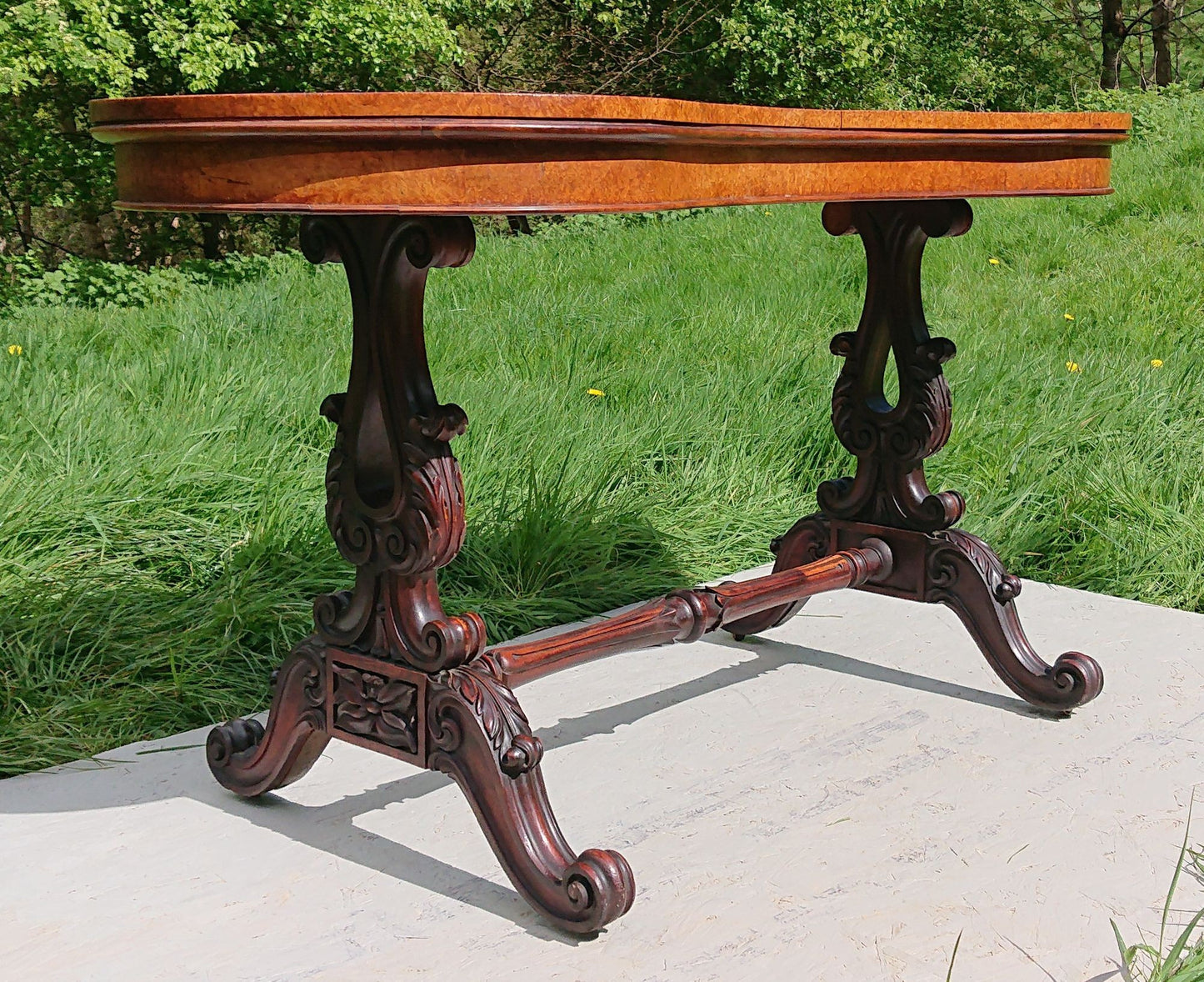 19th Century Pollard Oak Library Table by Williams and Gibton of Dublin
