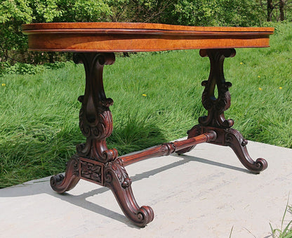 19th Century Pollard Oak Library Table by Williams and Gibton of Dublin