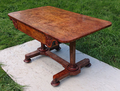 Great Colour Burr Oak Freestanding Antique 19th Century Library Table