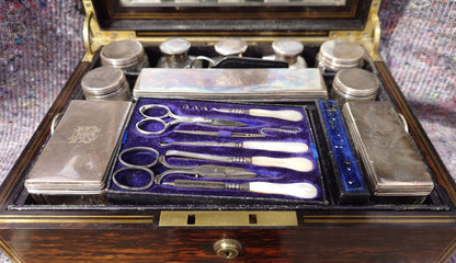 Nineteenth Century Coromandel Vanity Case Dressing Box made by H Mitchell of 168 Oxford Street London