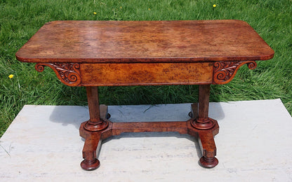 Great Colour Burr Oak Freestanding Antique 19th Century Library Table