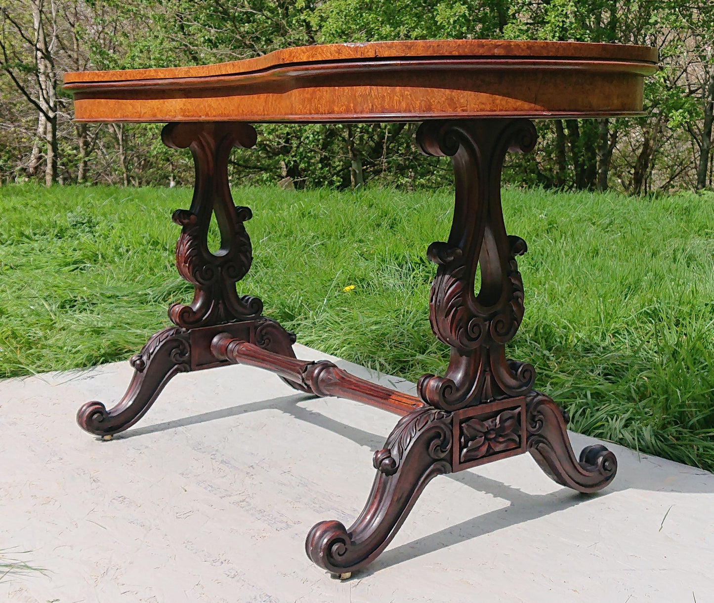 19th Century Pollard Oak Library Table by Williams and Gibton of Dublin
