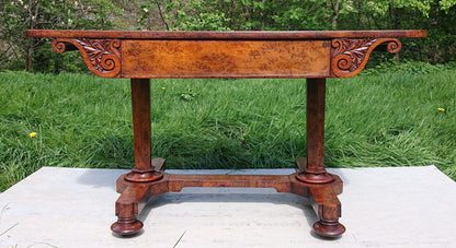 Great Colour Burr Oak Freestanding Antique 19th Century Library Table